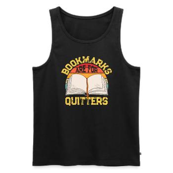 Les signets sont destinés aux livres bibliophiles de Quitters. - Débardeur bio Premium Homme - noir - Devant - Michal (187cm)