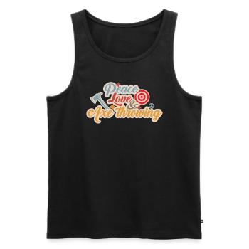 Friedensliebe und Axt werfen lustige Axt werfenAxt - Männer Premium Bio Tank Top - Schwarz - Vorne - Michal (187cm)