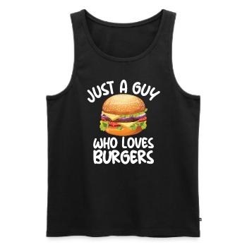 Juste un gars qui aime le hamburger cheeseburgerdrôle - Débardeur bio Premium Homme - noir - Devant - Michal (187cm)