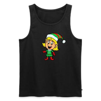 Christmas Elf PJS Kids Girls Cute Christmas Elf - Men's Premium Organic Tank Top - black - Front - AI Model Male 178 light (178cm)
