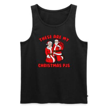 These are my Christmas PJS Santa and Mrs. Clau - Men's Premium Organic Tank Top - black - Front - AI Model Male 178 light (178cm)