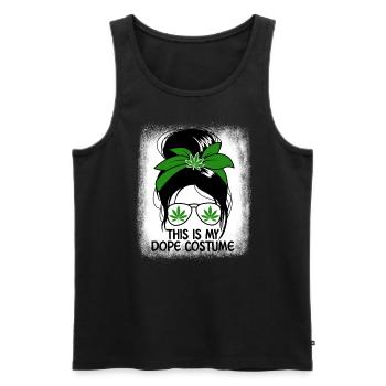C’est mon costume Dop chignon désordonné dames marihua - Débardeur bio Premium Homme - noir - Devant - Michal (187cm)