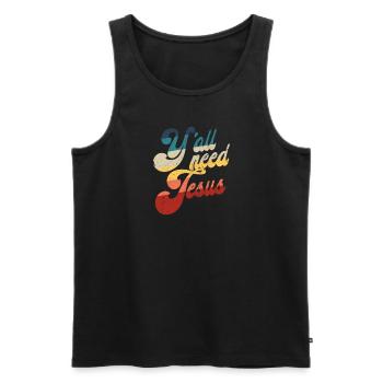 Du brauchst Jesus Retro christlicher Gläubiger Jes - Männer Premium Bio Tank Top - Schwarz - Vorne - Michal (187cm)