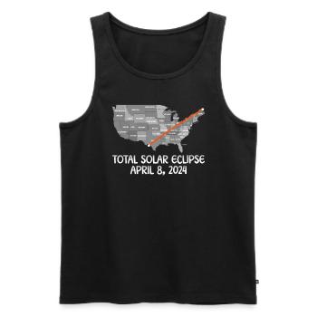 Gesamt Solarfinsternis 8. April 2024 USA MAP -Gesa - Männer Premium Bio Tank Top - Schwarz - Vorne - AI Model Male 178 light (178cm)