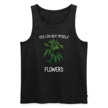 Ja, ich kaufe mir Blumen Marihuana -Frauenpotentis - Männer Premium Bio Tank Top - Schwarz - Vorne - Michal (187cm)
