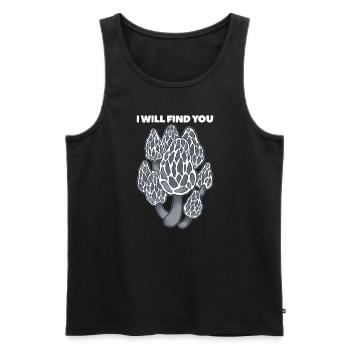 Ich werde dich finden, dass du Morchel Pilzjäger M - Männer Premium Bio Tank Top - Schwarz - Vorne - Michal (187cm)