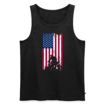 Quad 4 Wheeler USA Flag Patriotic Quad Geschenk AT - Männer Premium Bio Tank Top - Schwarz - Vorne - AI Model Male 178 light (178cm)