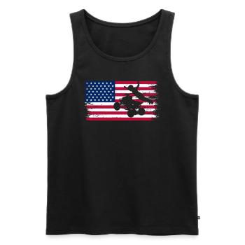 Quad 4 Wheeler USA Flag Patriotic Quad Geschenk AT - Männer Premium Bio Tank Top - Schwarz - Vorne - AI Model Male 178 light (178cm)