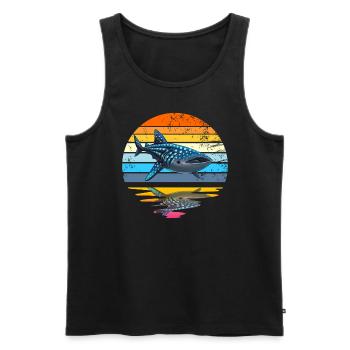 Walhai Retro Sunset Rettung die Walhaie - Männer Premium Bio Tank Top - Schwarz - Vorne - Michal (187cm)