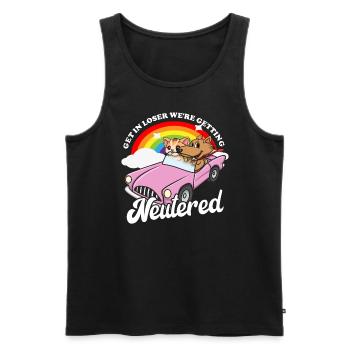 Holen Sie sich in Verlierer, wurden kastrierte lus - Männer Premium Bio Tank Top - Schwarz - Vorne - Michal (187cm)