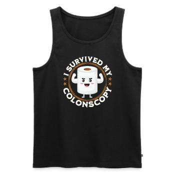 Ich überlebte meine Koloskopie -Darmkrebs -Kolosko - Männer Premium Bio Tank Top - Schwarz - Vorne - AI Model Male 178 light (178cm)