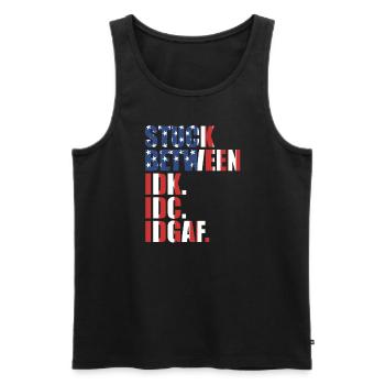 Steckt zwischen IDK IDC IDGAF fest - Männer Premium Bio Tank Top - Schwarz - Vorne - Michal (187cm)