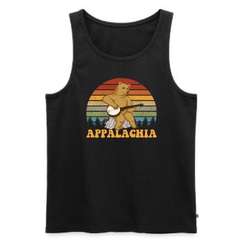 Bär spielt Banjo-Appalachia-Bluegrass-Musik - Männer Premium Bio Tank Top - Schwarz - Vorne - Michal (187cm)