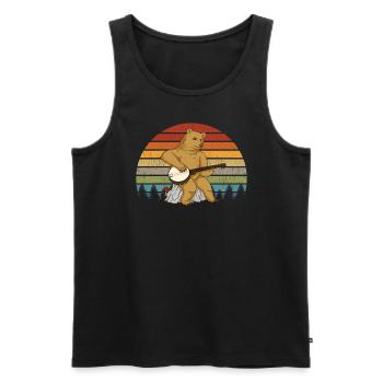 Bär spielt Banjo Retro Mountains Bluegrass-Musik - Männer Premium Bio Tank Top - Schwarz - Vorne - Michal (187cm)