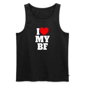 Ich liebe mein BF Red Heart Matching Couple Boyfri - Männer Premium Bio Tank Top - Schwarz - Vorne - AI Model Male 178 light (178cm)