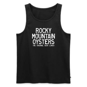 Rocky Mountain Oysters Das Original Sack Lunch - Männer Premium Bio Tank Top - Schwarz - Vorne - Michal (187cm)