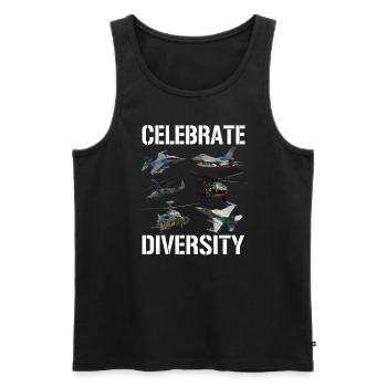 Feiern Sie Vielfalt, Hubschrauber, Jets, Militär - Männer Premium Bio Tank Top - Schwarz - Vorne - Michal (187cm)