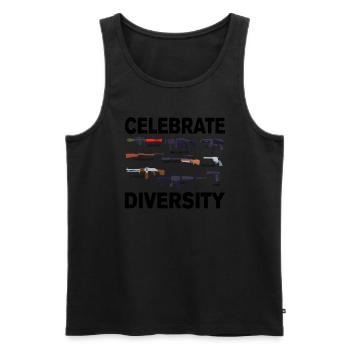 Feiern Sie die Vielfalt. Waffenliebhaber, Waffensa - Männer Premium Bio Tank Top - Schwarz - Vorne - Michal (187cm)
