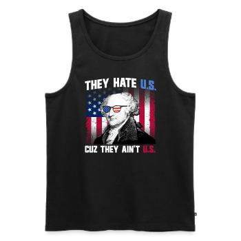 Sie hassen die USA, weil sie nicht die USA sind, J - Männer Premium Bio Tank Top - Schwarz - Vorne - Michal (187cm)