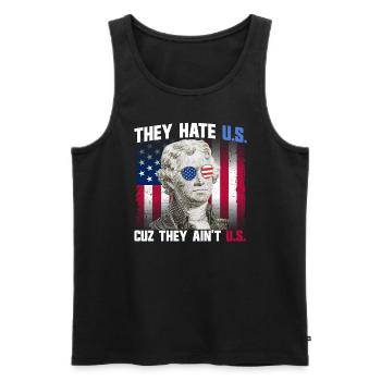 Sie hassen die USA, weil sie nicht die USA sind, T - Männer Premium Bio Tank Top - Schwarz - Vorne - Michal (187cm)