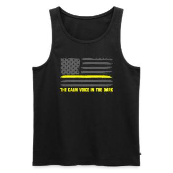 Die ruhige Stimme im Dunkeln Versand mit amerikani - Männer Premium Bio Tank Top - Schwarz - Vorne - Michal (187cm)