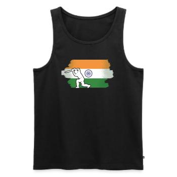 Indien-Flagge-Cricket-Spieler Indische Cricket-Fan - Männer Premium Bio Tank Top - Schwarz - Vorne - Michal (187cm)