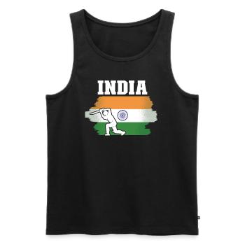 Indien-Flagge-Cricket-Spieler Indische Cricket-Fan - Männer Premium Bio Tank Top - Schwarz - Vorne - Michal (187cm)