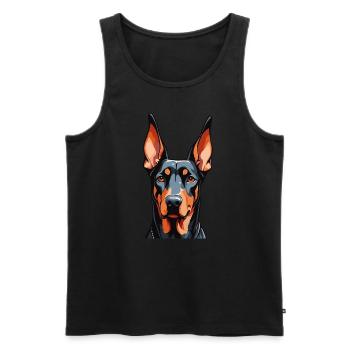 Dobermann Haustier Dobie Dobermann - Männer Premium Bio Tank Top - Schwarz - Vorne - Michal (187cm)