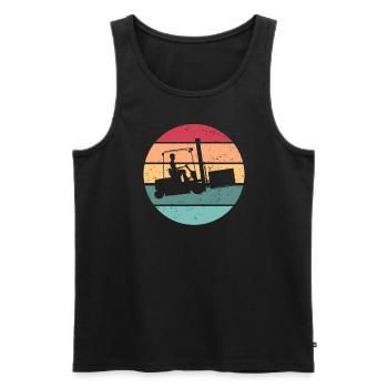 Gabelstaplerfahrer Retro Sun Gabelstaplerfahrer - Männer Premium Bio Tank Top - Schwarz - Vorne - Michal (187cm)