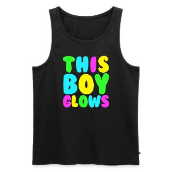 This Boy Glows Men's 80s Disco Boys Glow Day - Männer Premium Bio Tank Top - Schwarz - Vorne - AI Model Male 178 light (178cm)