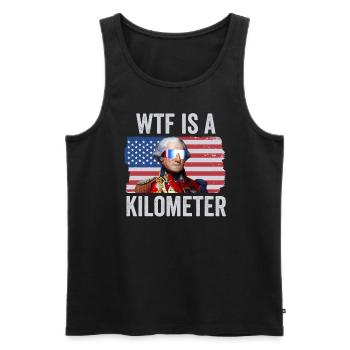 George Washington 4. Juli WTF ist ein Kilometer - Männer Premium Bio Tank Top - Schwarz - Vorne - AI Model Male 178 light (178cm)