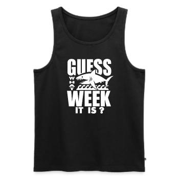 Raten Sie mal, welche Woche gerade ist. Shark Love - Männer Premium Bio Tank Top - Schwarz - Vorne - Michal (187cm)