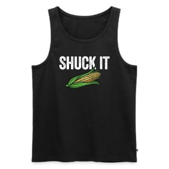 Shuck It Funny Corn Farmer Corn Farm Shuck It - Men's Premium Organic Tank Top - black - Front - Michal (187cm)