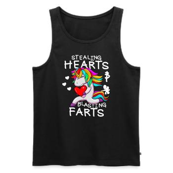 Herzen stehlen und Fürze sprengen. Lustiger Valent - Männer Premium Bio Tank Top - Schwarz - Vorne - AI Model Male 178 light (178cm)