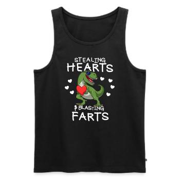 Herzen stehlen und Fürze in die Luft jagen, Valent - Männer Premium Bio Tank Top - Schwarz - Vorne - Michal (187cm)