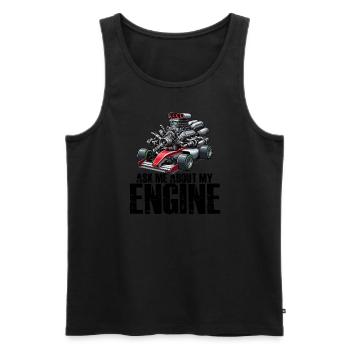 Ask me about my motor car, Guy Racer M - Men's Premium Organic Tank Top - black - Front - AI Model Male 178 light (178cm)