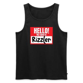 Hallo, mein Name ist Rizzler. Lustiges Namensschil - Männer Premium Bio Tank Top - Schwarz - Vorne - Michal (187cm)