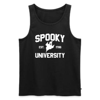 Die Spooky University wurde 1786 gegründet. GhostU - Männer Premium Bio Tank Top - Schwarz - Vorne - Michal (187cm)