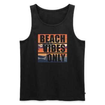 Beach Vibes Only Retro Strandurlaub Surfstrand - Männer Premium Bio Tank Top - Schwarz - Vorne - Michal (187cm)