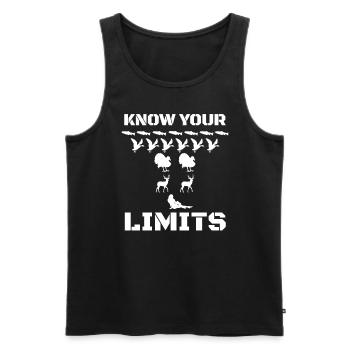 Know your limits. Fun Fishing, Hunter, H - Men's Premium Organic Tank Top - black - Front - Michal (187cm)