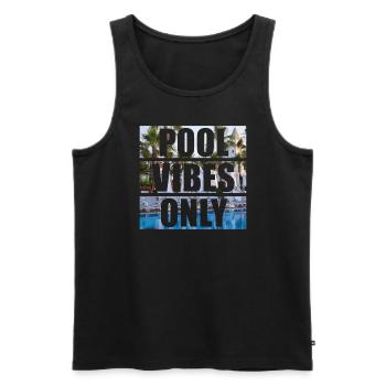 Pool Vibes Only Lustiges Schwimmbad-Schwimmteam - Männer Premium Bio Tank Top - Schwarz - Vorne - Michal (187cm)