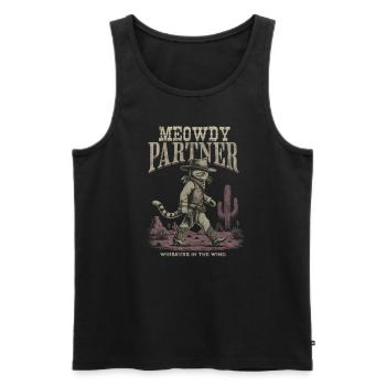 Meowdy Partner Whiskers In The Wind Cowboy Cat - Männer Premium Bio Tank Top - Schwarz - Vorne - AI Model Male 178 light (178cm)