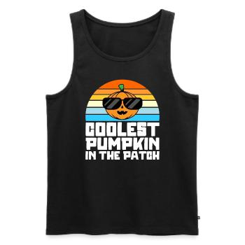 Coolest pumpkin in patch Kids Boys Halloween - Men's Premium Organic Tank Top - black - Front - AI Model Male 178 light (178cm)