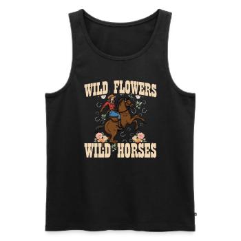 Wildblumen Wildpferde Wildpferde für Frauen - Männer Premium Bio Tank Top - Schwarz - Vorne - AI Model Male 178 light (178cm)
