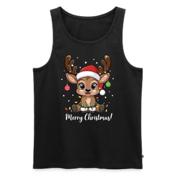 Renne Noël drôle mignon Joyeux Noël - Débardeur bio Premium Homme - noir - Devant - AI Model Male 178 light (178cm)