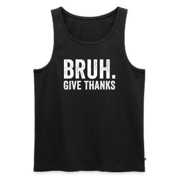 Bruh, Merci, Garçon, Adolescent, Hommes, Thanksgiving - Débardeur bio Premium Homme - noir - Devant - AI Model Male 178 light (178cm)