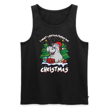 Je souhaite un hippopotame pour Noël - Débardeur bio Premium Homme - noir - Devant - AI Model Male 178 light (178cm)