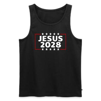 Jésus 2028 Choisissez Jésus - Débardeur bio Premium Homme - noir - Devant - AI Model Male 178 light (178cm)