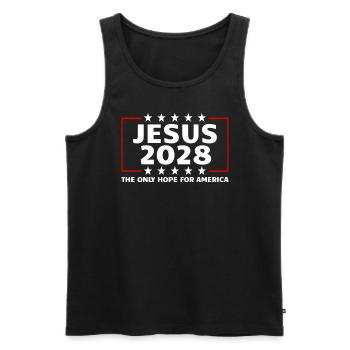 Jésus 2028 : le seul espoir pour le vote américain - Débardeur bio Premium Homme - noir - Devant - Michal (187cm)