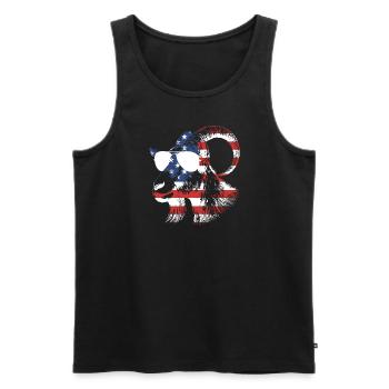 CHÈVRE. Drapeau américain GOAT - Débardeur bio Premium Homme - noir - Devant - Michal (187cm)